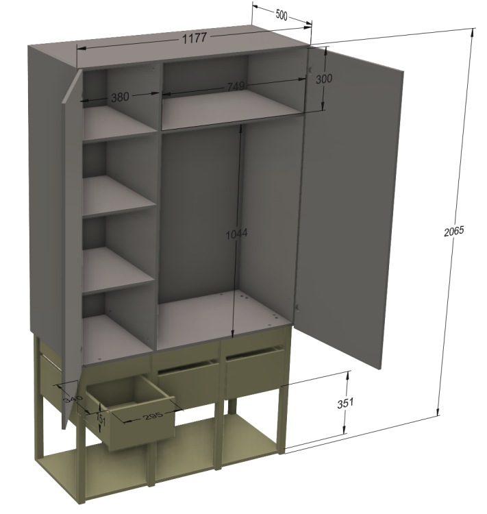 Drewniana szafa dla dziecka TWEENS Zielona