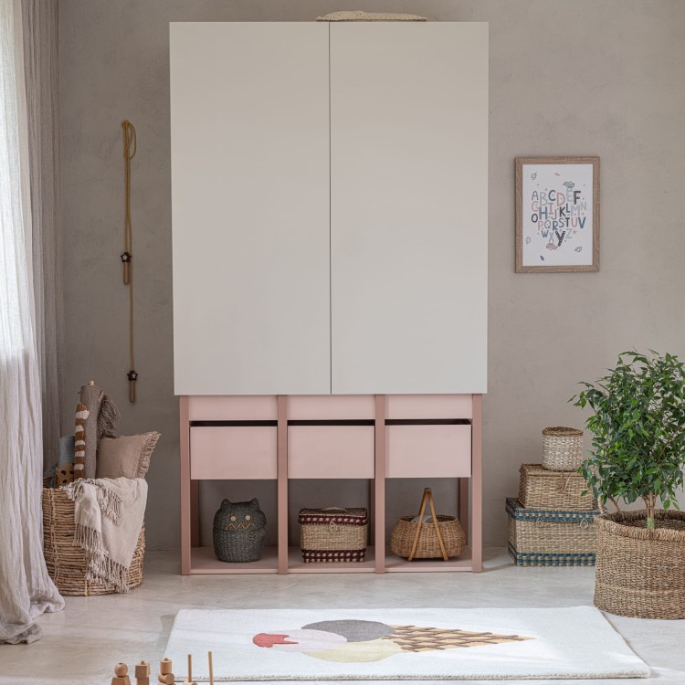 Drewniana szafa dla dziecka TWEENS Różowa