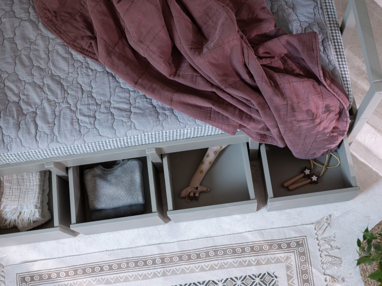 Drewniane łóżko dla dzieci 90x200 cm TWEENS Zielone/ Różowe