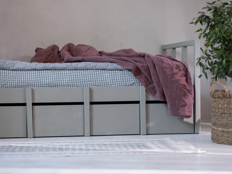 Drewniane łóżko dla dzieci 90x200 cm TWEENS Zielone/ Różowe