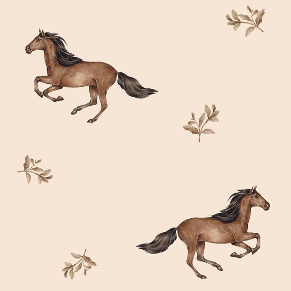 Tapeta do pokoju dla dziecka Horses beige