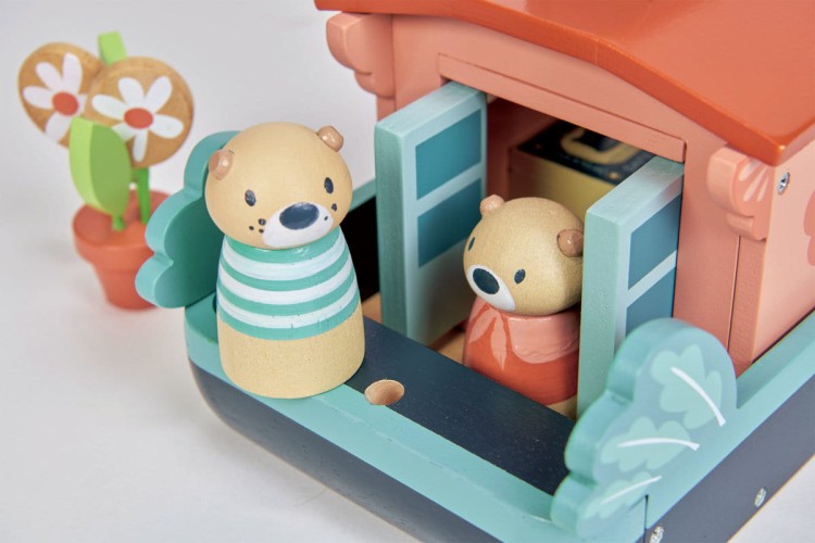 Misia rodzina na łodzi – Tender Leaf Toys z figurkami Misiów i wyposażeniem wnętrza