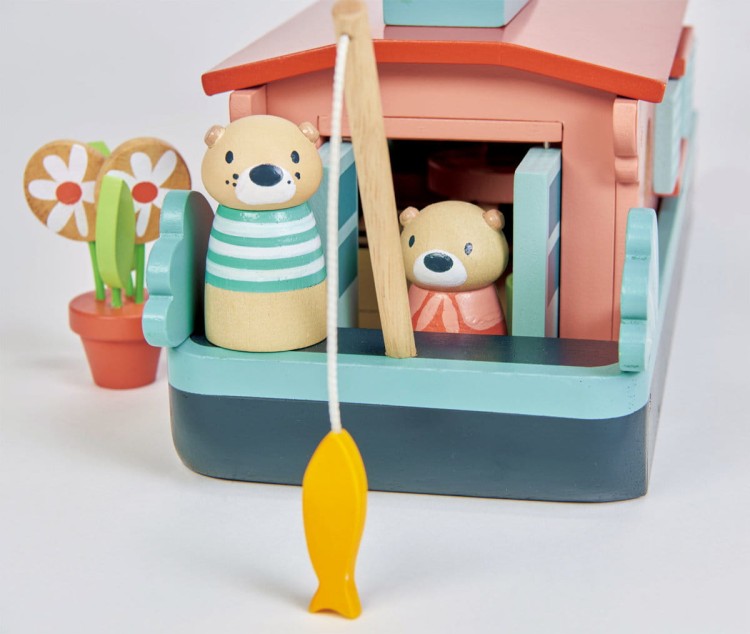 Misia rodzina na łodzi – Tender Leaf Toys z figurkami Misiów i wyposażeniem wnętrza