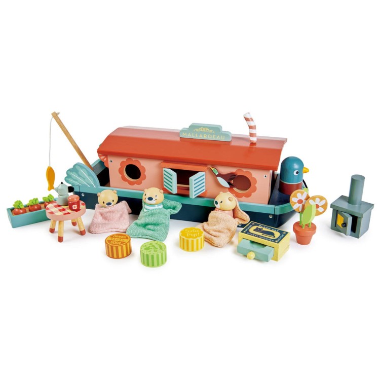 Misia rodzina na łodzi – Tender Leaf Toys z figurkami Misiów i wyposażeniem wnętrza