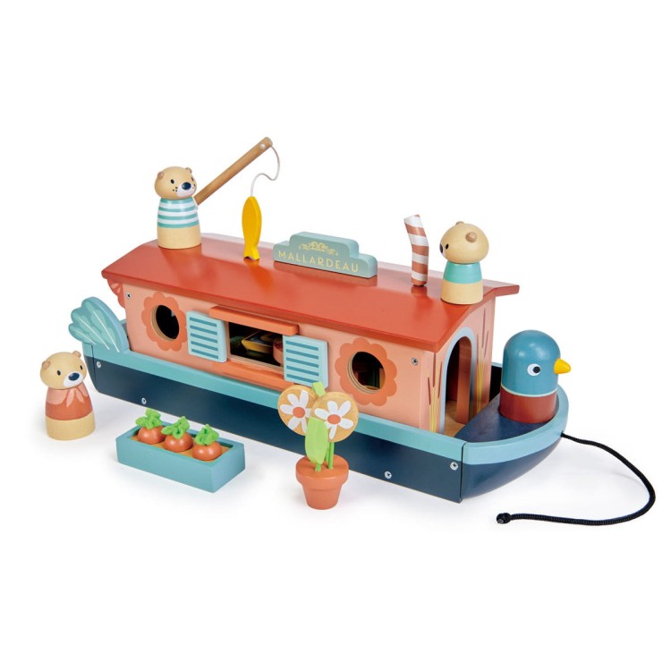 Misia rodzina na łodzi – Tender Leaf Toys z figurkami Misiów i wyposażeniem wnętrza