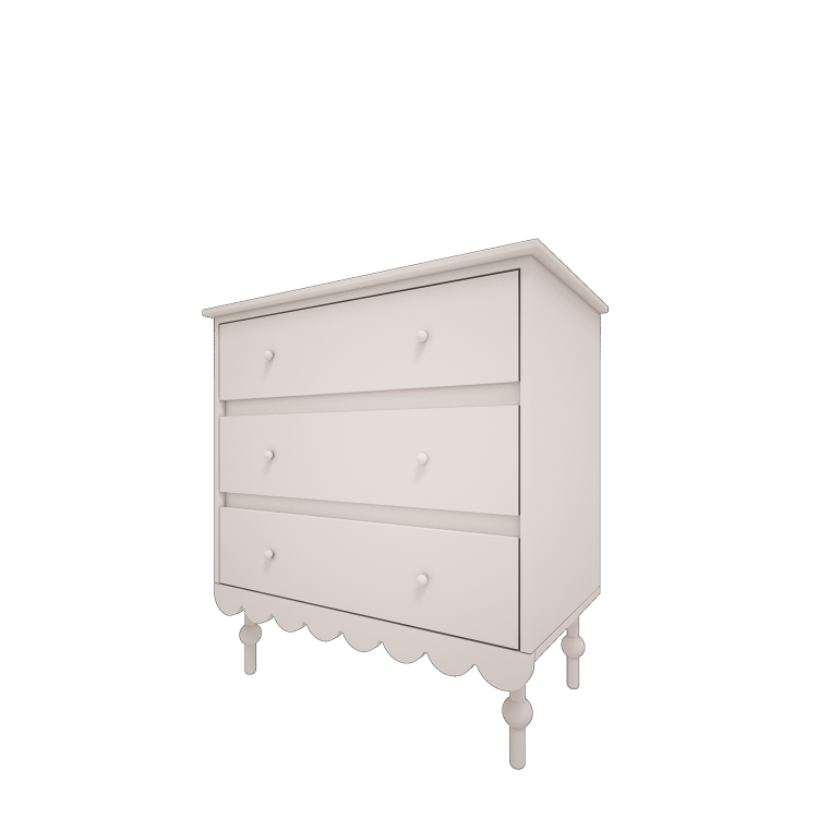 Drewniana komoda dla dzieci Babushka z trzema szufladami Biała