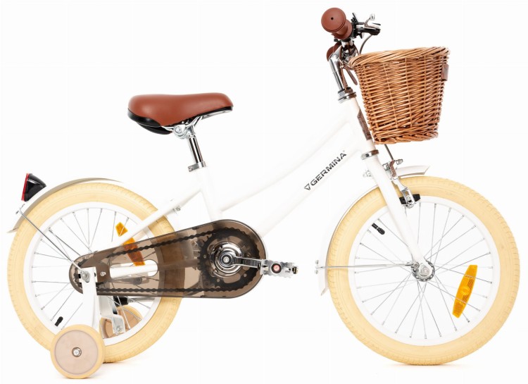 Rower dla dziecka Vintage Germina 16" cali Biały z Koszykiem - POMYSŁ NA PREZENT