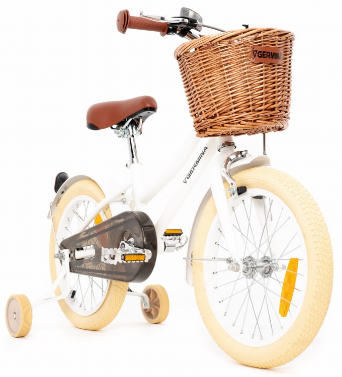 Rower dla dziecka Vintage Germina 16" cali Biały z Koszykiem - POMYSŁ NA PREZENT