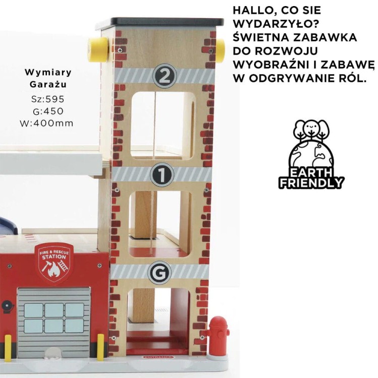 Dziecięca zabawa samochodami i helikopterem w garażu Le Toy Van