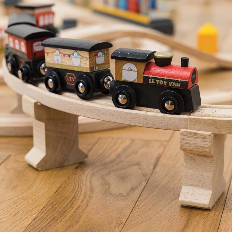 Pociąg drewniany z wagonami łączonymi magnesami – zestaw Londyn