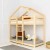Drewniane łóżko piętrowe domek dla dzieci Wila, naturalne drewno sosnowe, z drabinką i barierką, model Adeko.