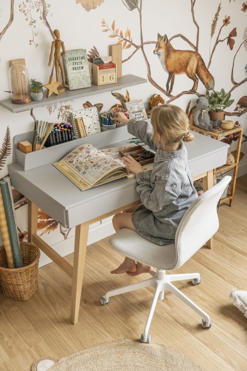 Biurko szkolne dla dzieci Pinio Swing Szare