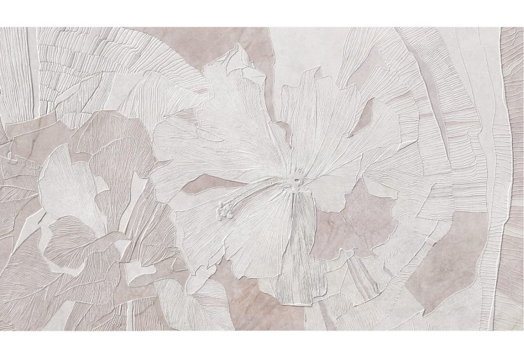 Tapeta Artystyczna Hibiscus - Shell Pink - Nowoczesna Tapeta Do Salonu I Sypialni Z Kwiatami Hibiskusa