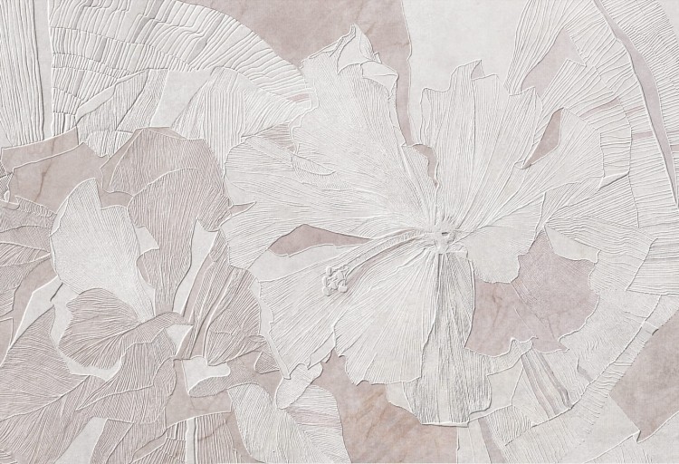 Tapeta Artystyczna Hibiscus - Shell Pink - Nowoczesna Tapeta Do Salonu I Sypialni Z Kwiatami Hibiskusa