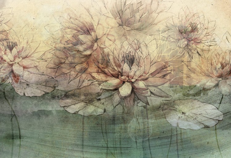 water-lilies-orange-tapeta-do-salonu-z-motywem-lilii-wodnych-3.jpg