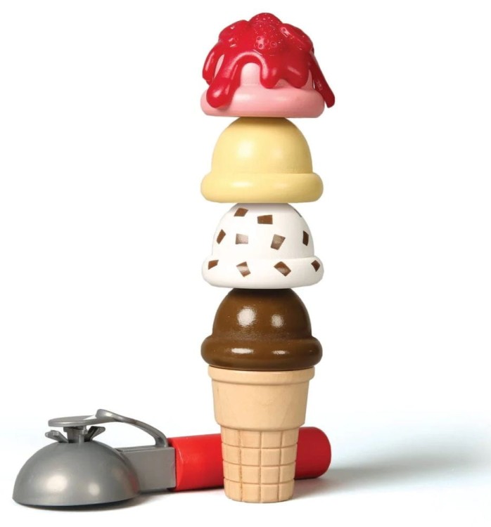 Drewniana Lodziarnia Scoop & Serve Melissa & Doug – zestaw 28 elementów do zabawy w sklep z lodami