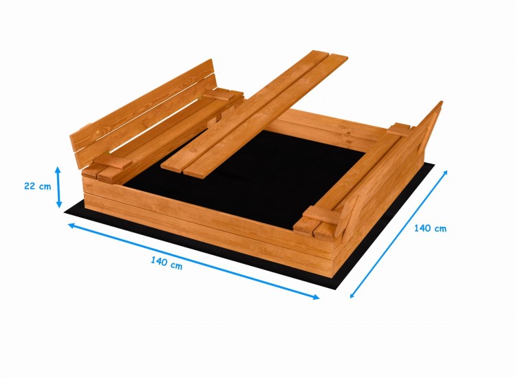 duża piaskownica drewniana 140x140 do ogrodu