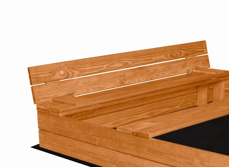 bezpieczna piaskownica drewniana z zaokrąglonymi krawędziami