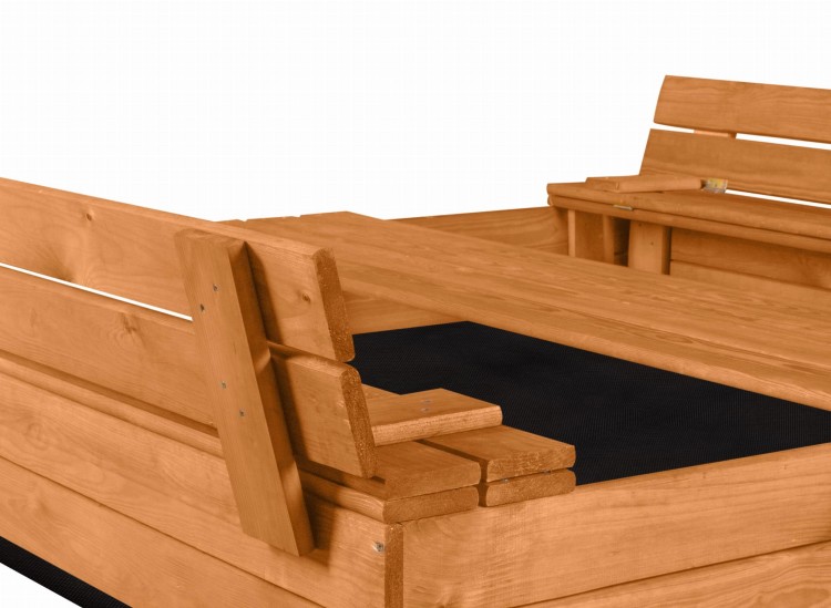 Drewniana piaskownica zamykana do ogrodu z siedziskami 160x160 cm