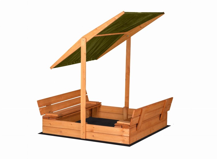 piaskownica drewniana zamykana z ławeczkami i daszkiem 120x120 cm