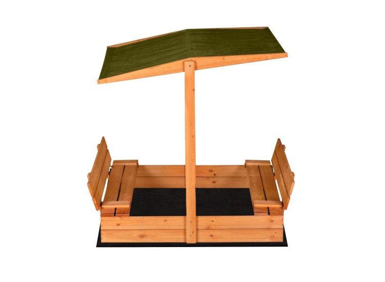 piaskownica drewniana zamykana z ławeczkami i daszkiem 120x120 cm