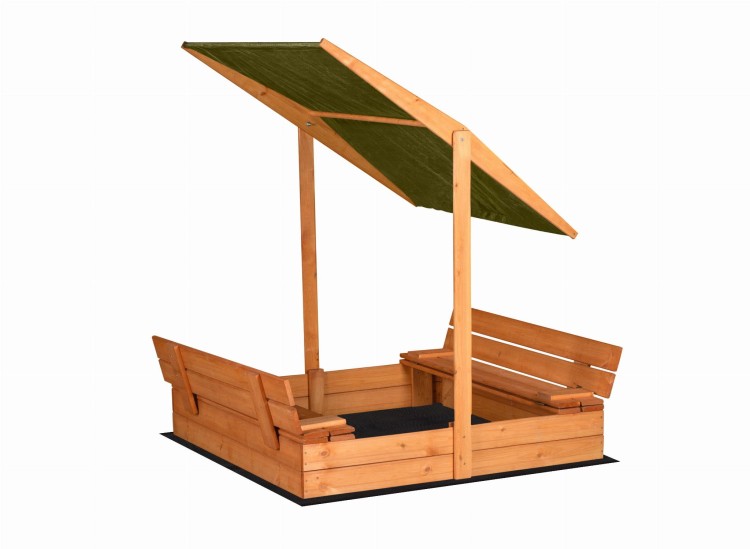 piaskownica drewniana zamykana z ławeczkami i daszkiem 120x120 cm