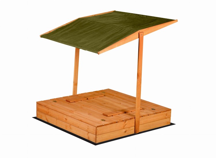 piaskownica drewniana zamykana z ławeczkami i daszkiem 120x120 cm