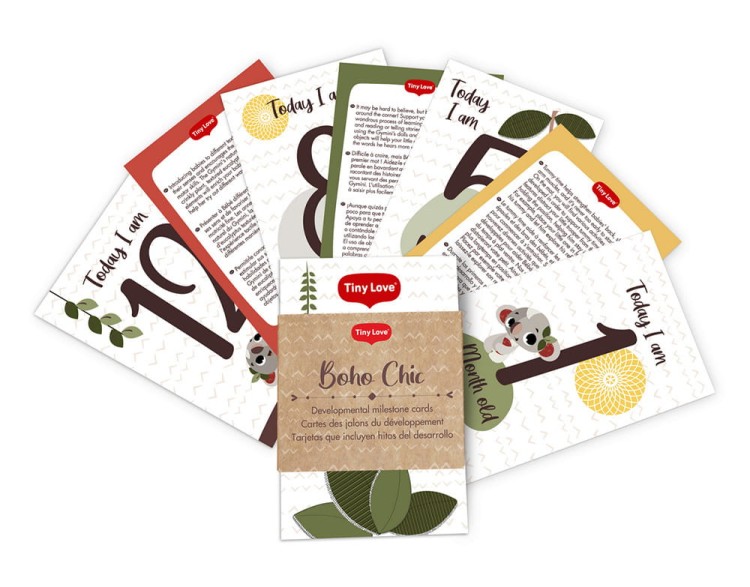 Tiny Love mata edukacyjna Boho Chic z drewnianym stojakiem, miękka mata dla niemowląt z zawieszkami, muzycznym leniwcem i stylowym designem Boho