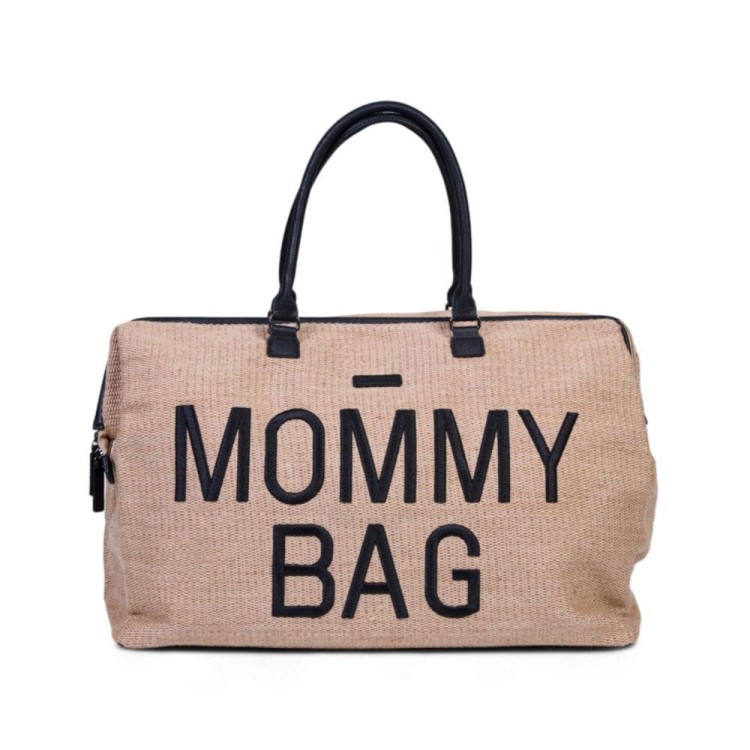 Mommy Bag Raffia Look torba dla mamy w stylu boho duża pojemna torba na pieluchy z przegródkami i przewijakiem