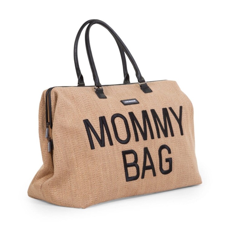 Mommy Bag Raffia Look torba dla mamy w stylu boho duża pojemna torba na pieluchy z przegródkami i przewijakiem