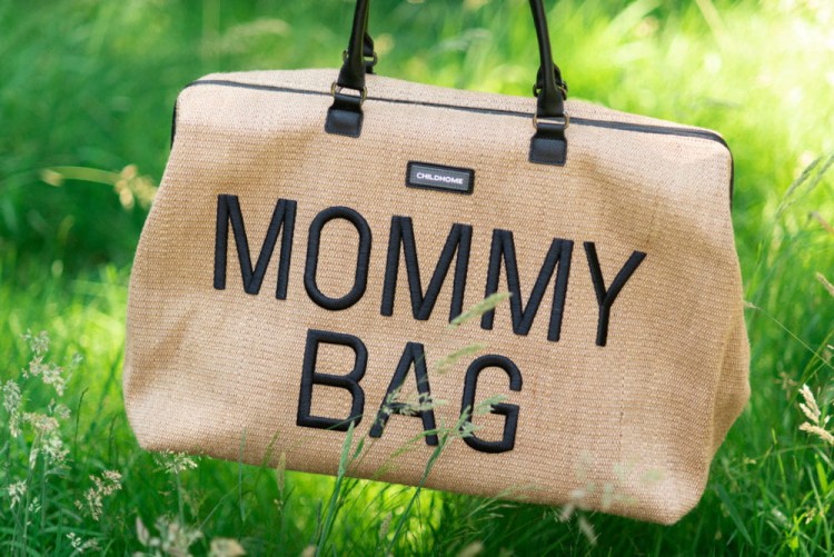 Mommy Bag Raffia Look torba dla mamy w stylu boho duża pojemna torba na pieluchy z przegródkami i przewijakiem