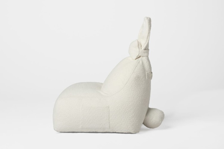 Pufa Funny Bunny Teddy Off White – miękkie siedzisko z oparciem do pokoju dziecka