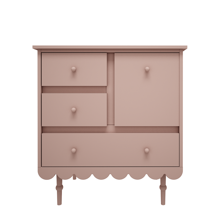 Drewniana komoda mała dla dzieci Babushka Różowa