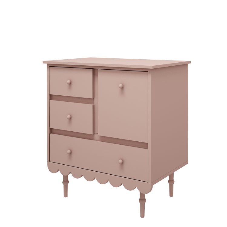 Drewniana komoda mała dla dzieci Babushka Różowa