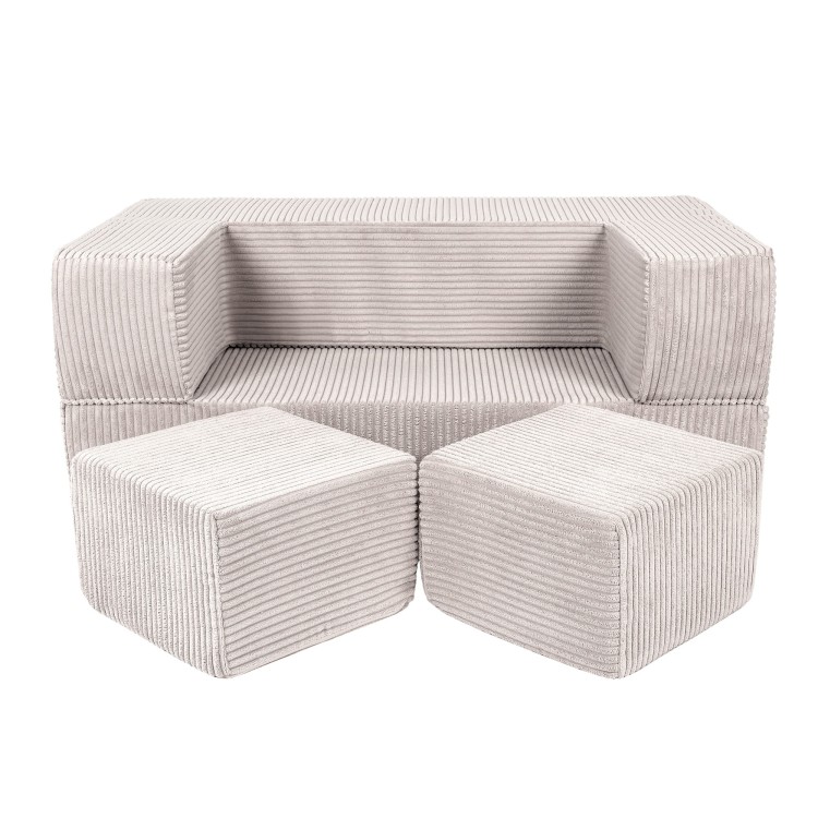 Sofa modułowa ecru do pokoju dziewczynki i chłopca