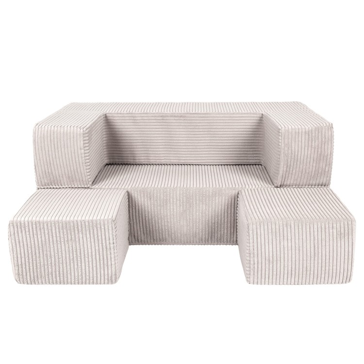 Modułowa sofa dziecięca sztruksowa ecru