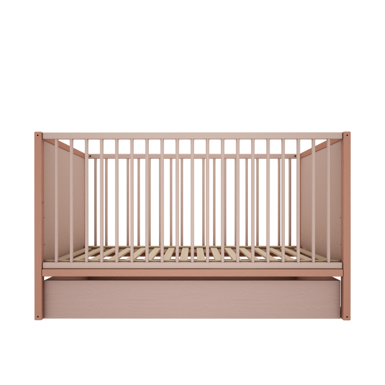 Drewniane łóżeczko z szufladą i funkcją tapczanika TWEENS Zielone/ Różowe - tu różowe