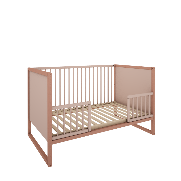 Drewniane łóżeczko z szufladą i funkcją tapczanika TWEENS Różowe