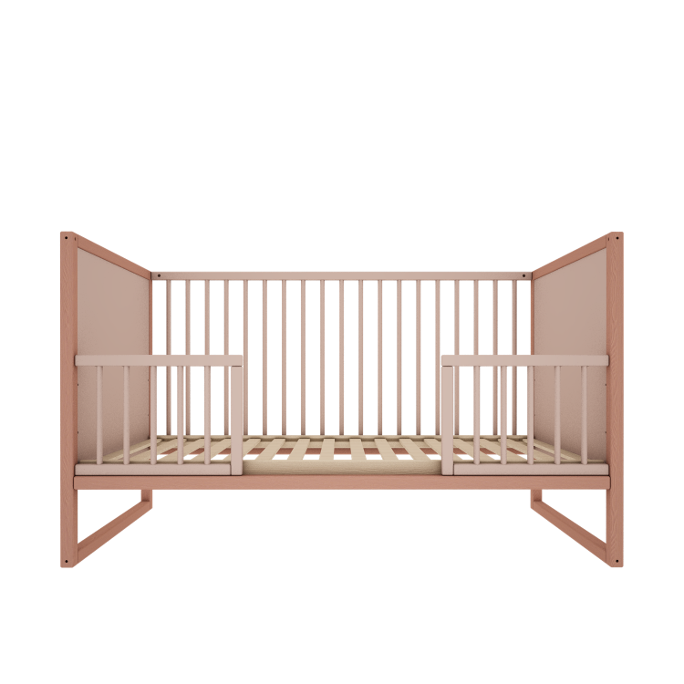 Drewniane łóżeczko z szufladą i funkcją tapczanika TWEENS Różowe