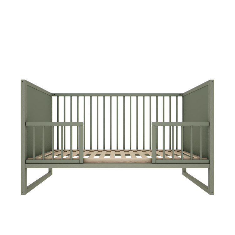 Drewniane łóżeczko z szufladą i funkcją tapczanika TWEENS Zielone