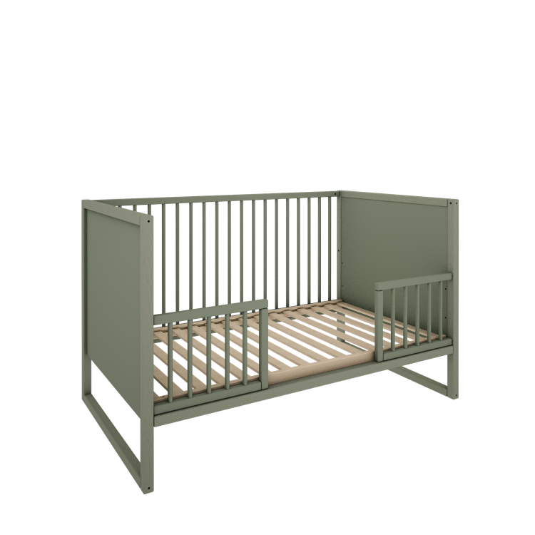 Drewniane łóżeczko z szufladą i funkcją tapczanika TWEENS Zielone