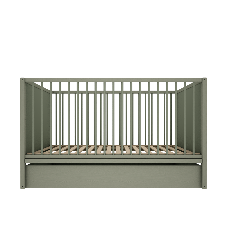 Drewniane łóżeczko z szufladą i funkcją tapczanika TWEENS Zielone