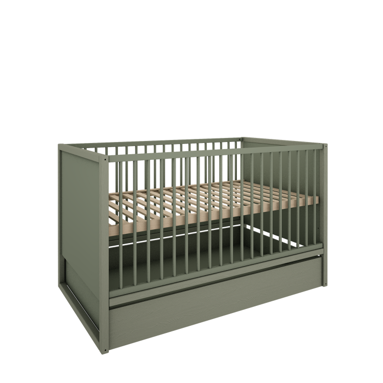 Drewniane łóżeczko z szufladą i funkcją tapczanika TWEENS Zielone