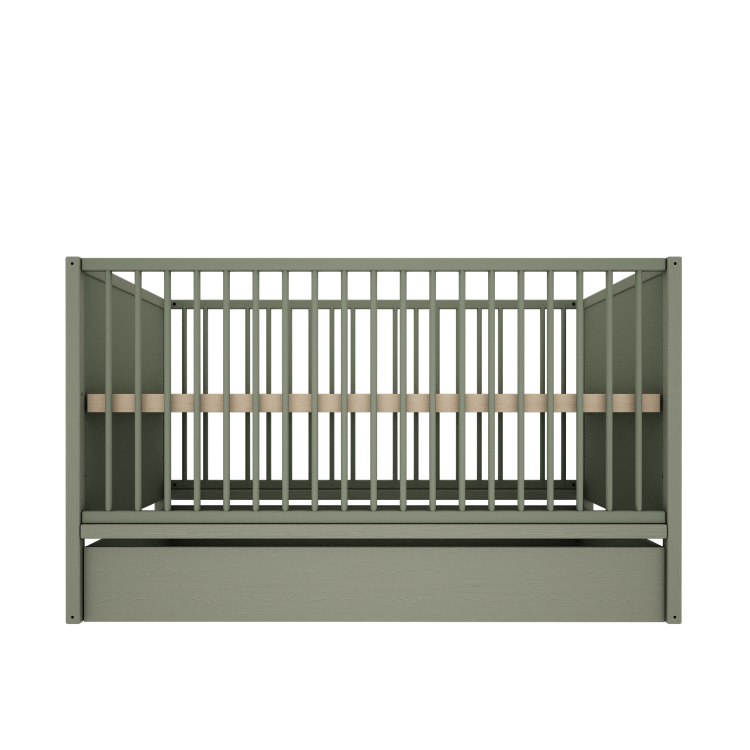 Drewniane łóżeczko z szufladą i funkcją tapczanika TWEENS Zielone