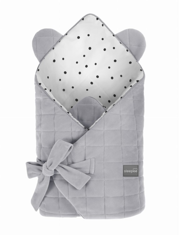 Rożek niemowlęcy Royal Baby Grey/Grey z miękkiego weluru z uszami