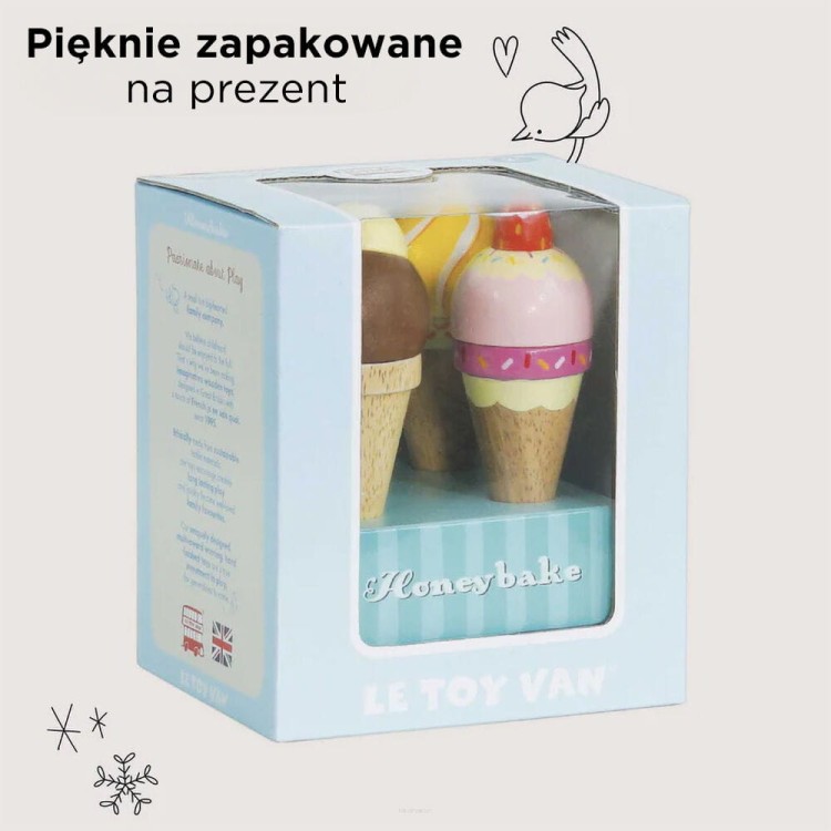 Kolorowe drewniane lody rożki dla kreatywnej zabawy dzieci