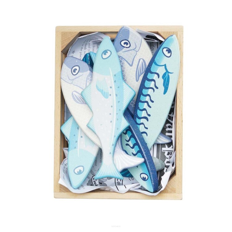 Zabawka edukacyjna – drewniane ryby do zabawy w sklep