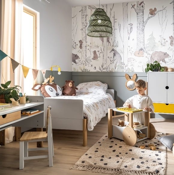 Drewniane łóżko pojedyncze 200X90 cm NOOI