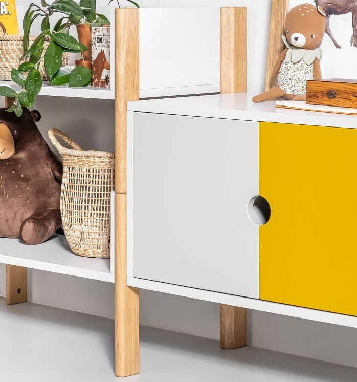 Dwudrzwiowa NOI szara modułowa 81x43x60cm - jeden z modułów, żółto-biały