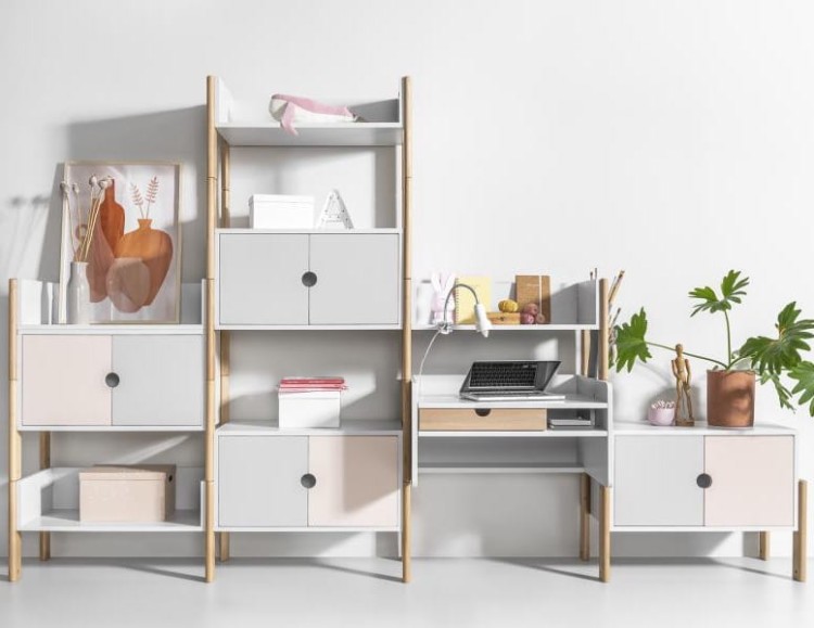 Zestaw mebli modułowych dla dzieci NOOI 2, różne kolory: szary, niebieski, różowy, żółty